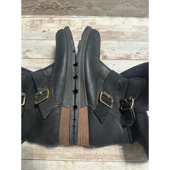 Sorel Major Moto Black Red Plaid Boots Women's Size 8 Buffalo Check Leather - Picture 9 of 10